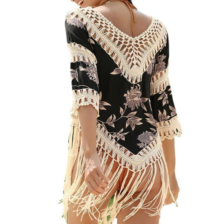 Sonnenschutz-Shirt mit V-Ausschnitt, Ärmeln und Cut-outs, lockere Passform, Sonnenschutzbluse