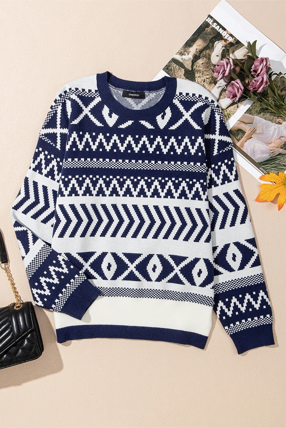 Damen-Retro-Pullover, locker geschnitten, lässig-elegant, ideal als Unterziehpullover