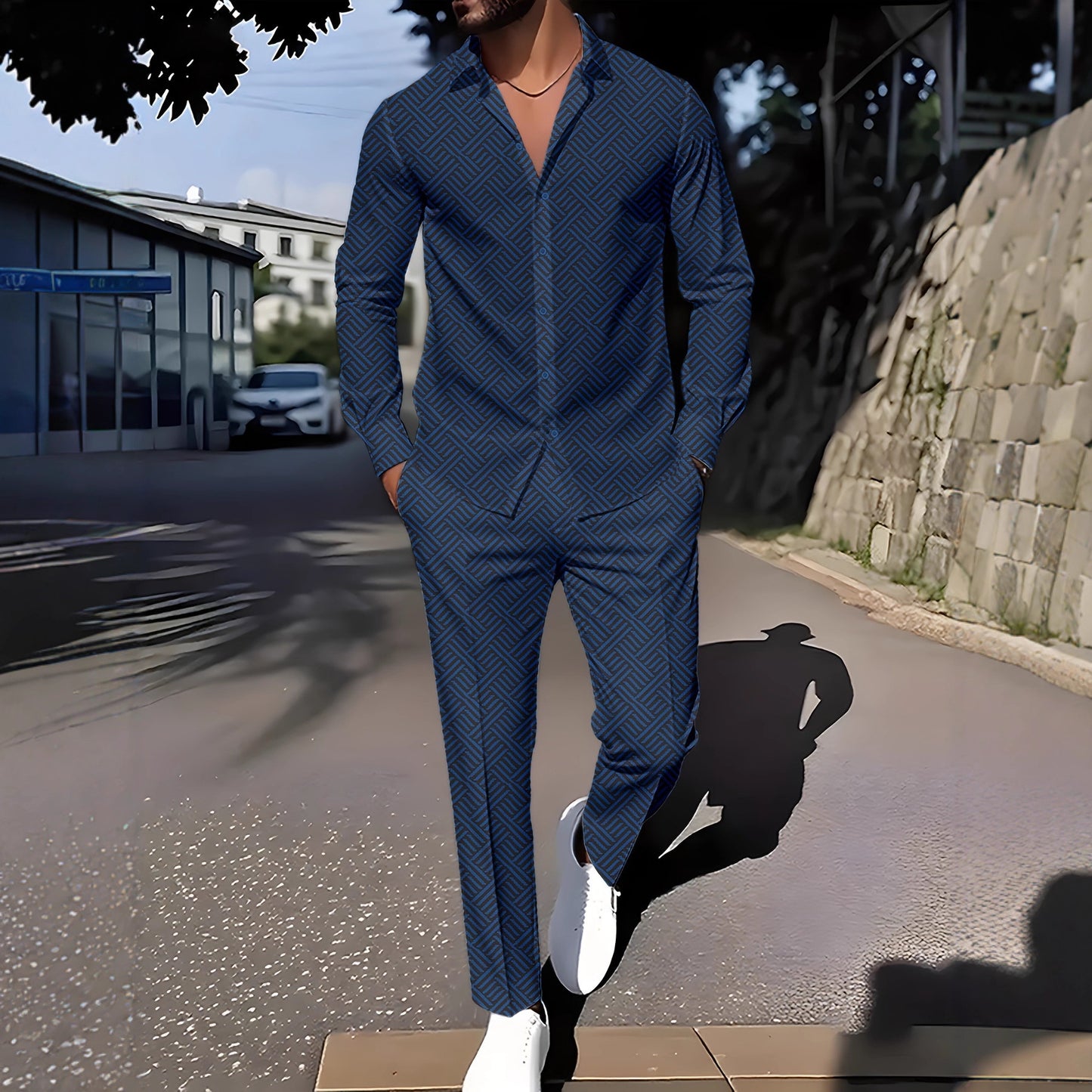 Herren Zweiteiler – Leichter Casual-Anzug mit feinem Karomuster