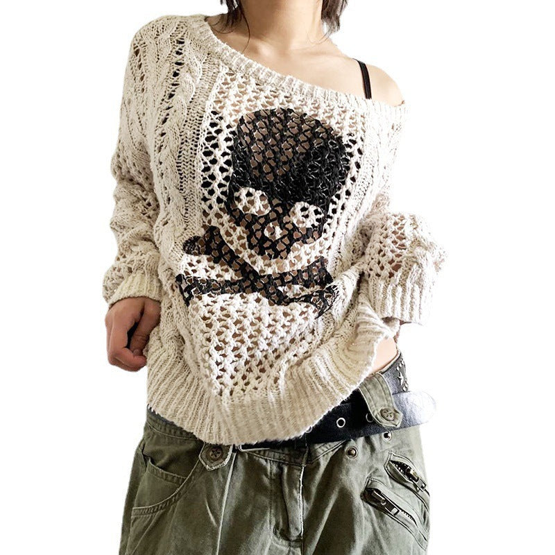 Street Hipster Einfarbiges Strickhemd mit Rundhalsausschnitt und Ausschnitt