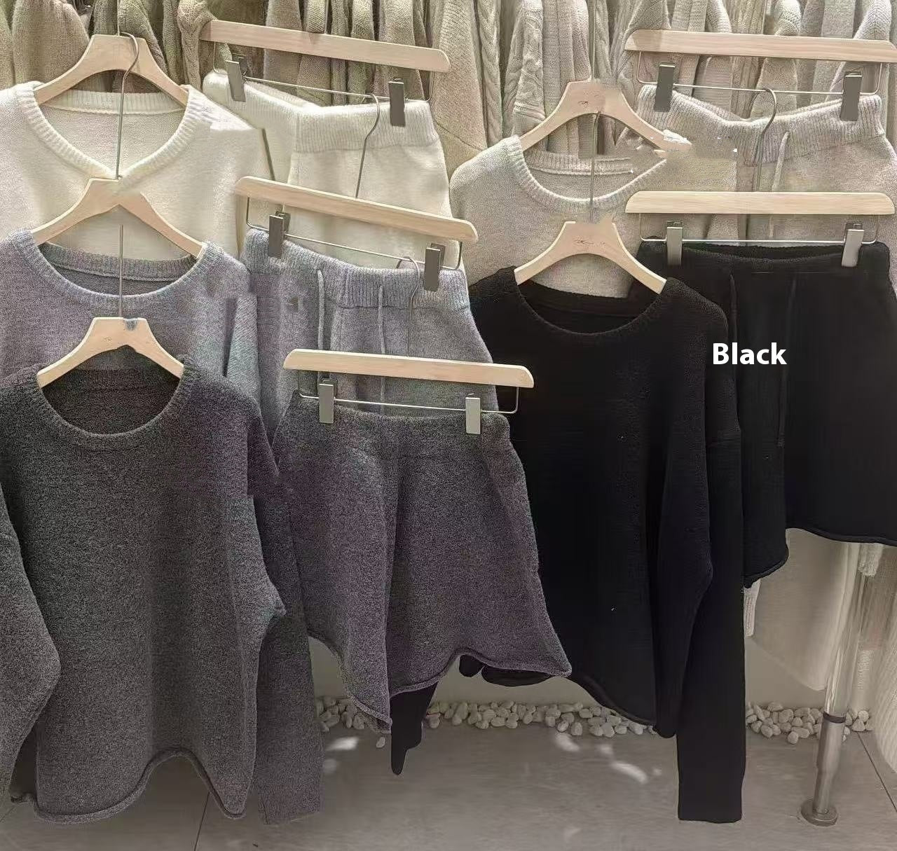 Gemütliches Damen Zweiteiler-Set aus Strick – Sweater & Shorts, One Size