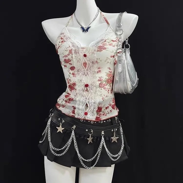 Fashion Lace Edge V-neck Small Sling Women