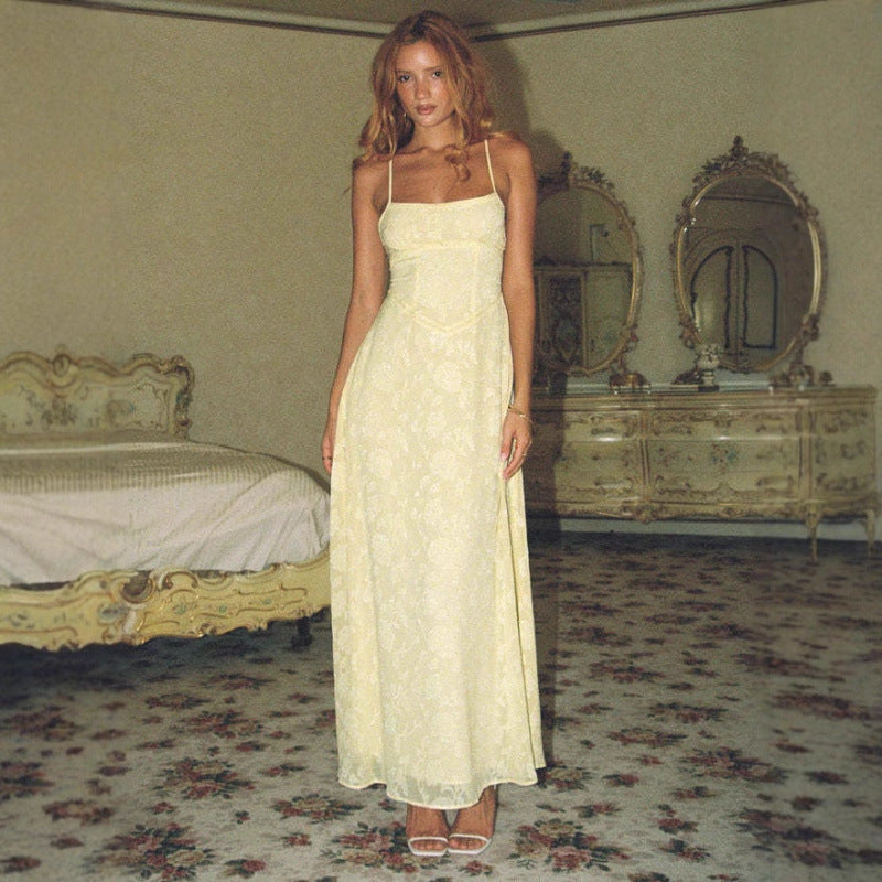 Feines Jacquard Sommerkleid mit Trägern – Rückenfrei