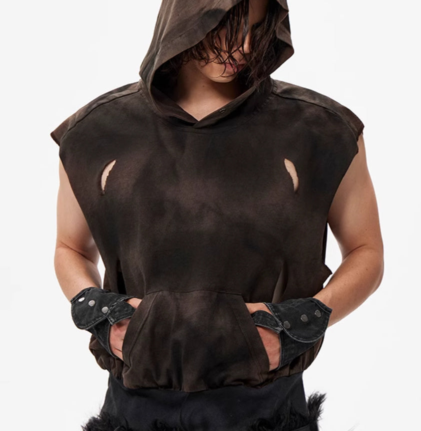 Waste- und Bodenschutzweste mit kurzer Kapuze