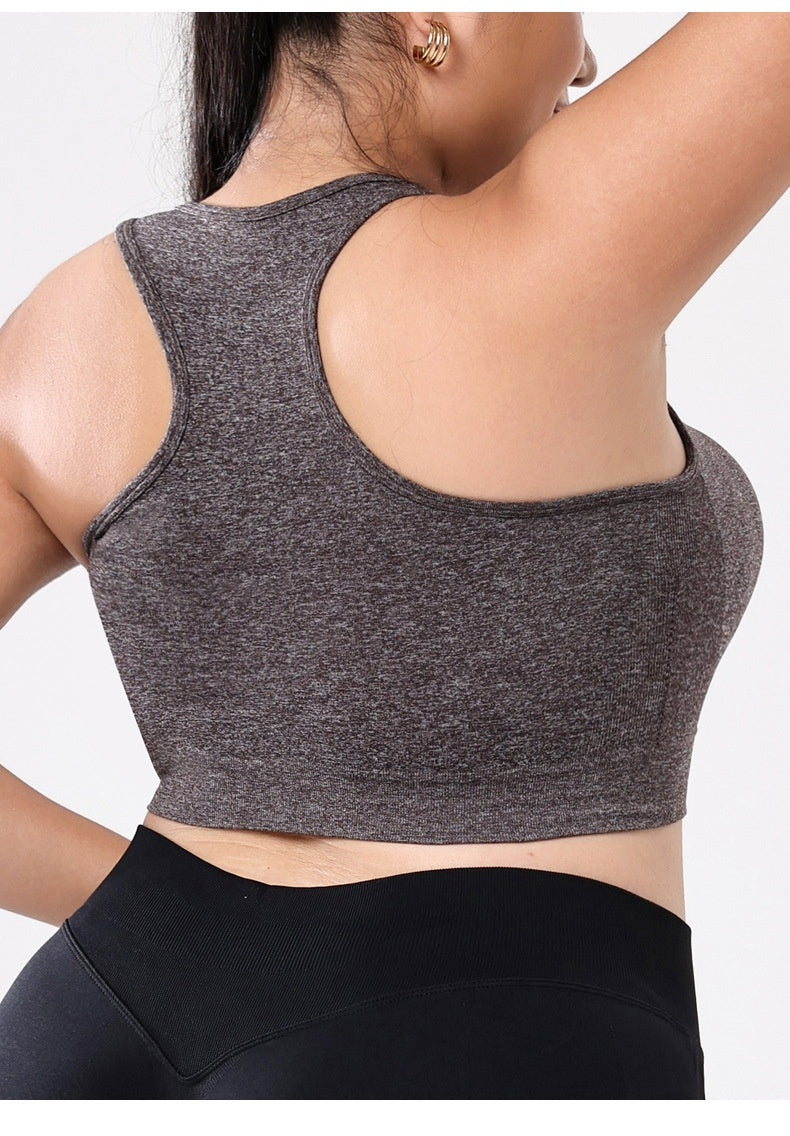 Braunes Trägertop mit festen Trägern aus Nylon in Plusgrößen