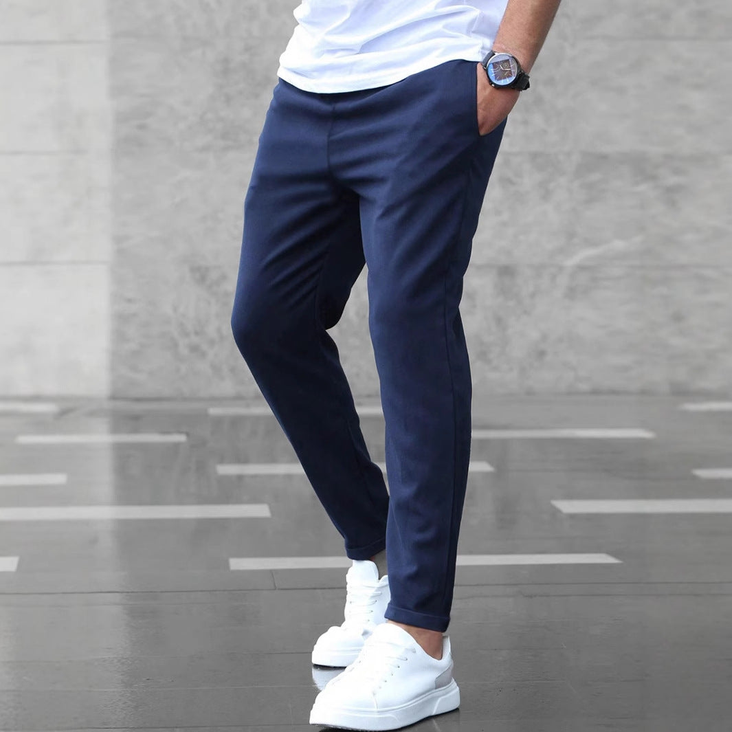 Herren-Freizeithose mit Kordelzug und Taschen, modische Slim-Fit-Skinny-Bleistifthose
