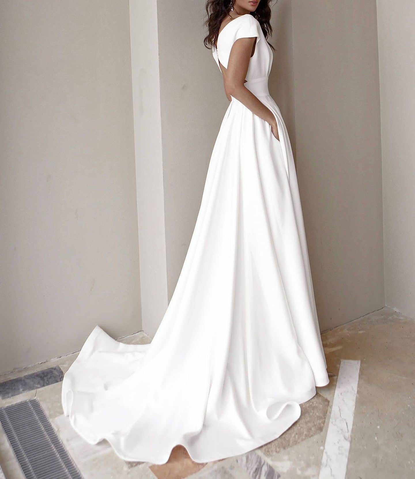 Ladies Mid Waist Solid Color Elegant Dress