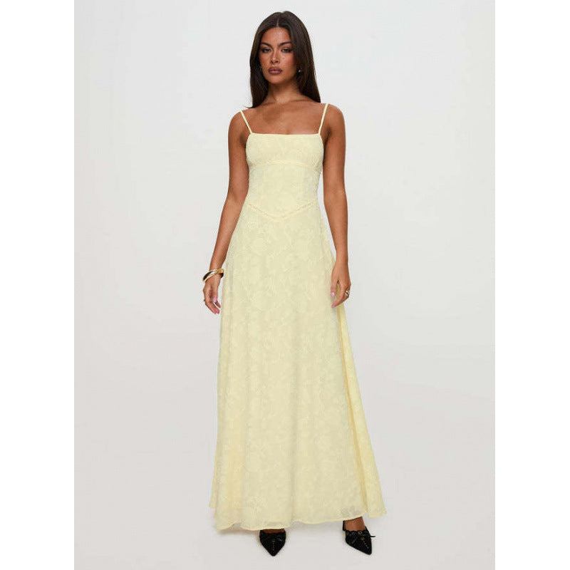 Feines Jacquard Sommerkleid mit Trägern – Rückenfrei