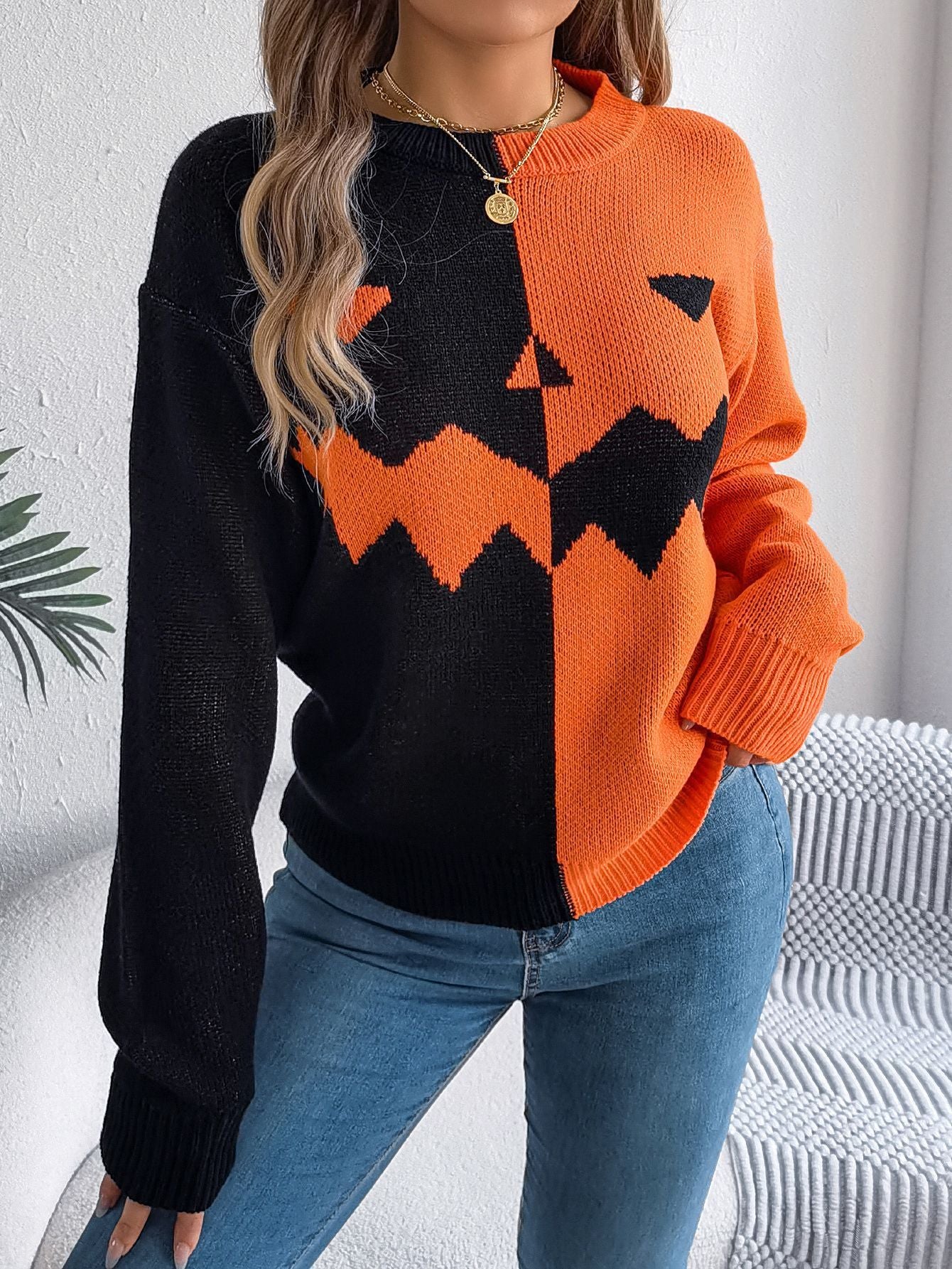 Stylischer Halloween-Knit – Langarm & modisch