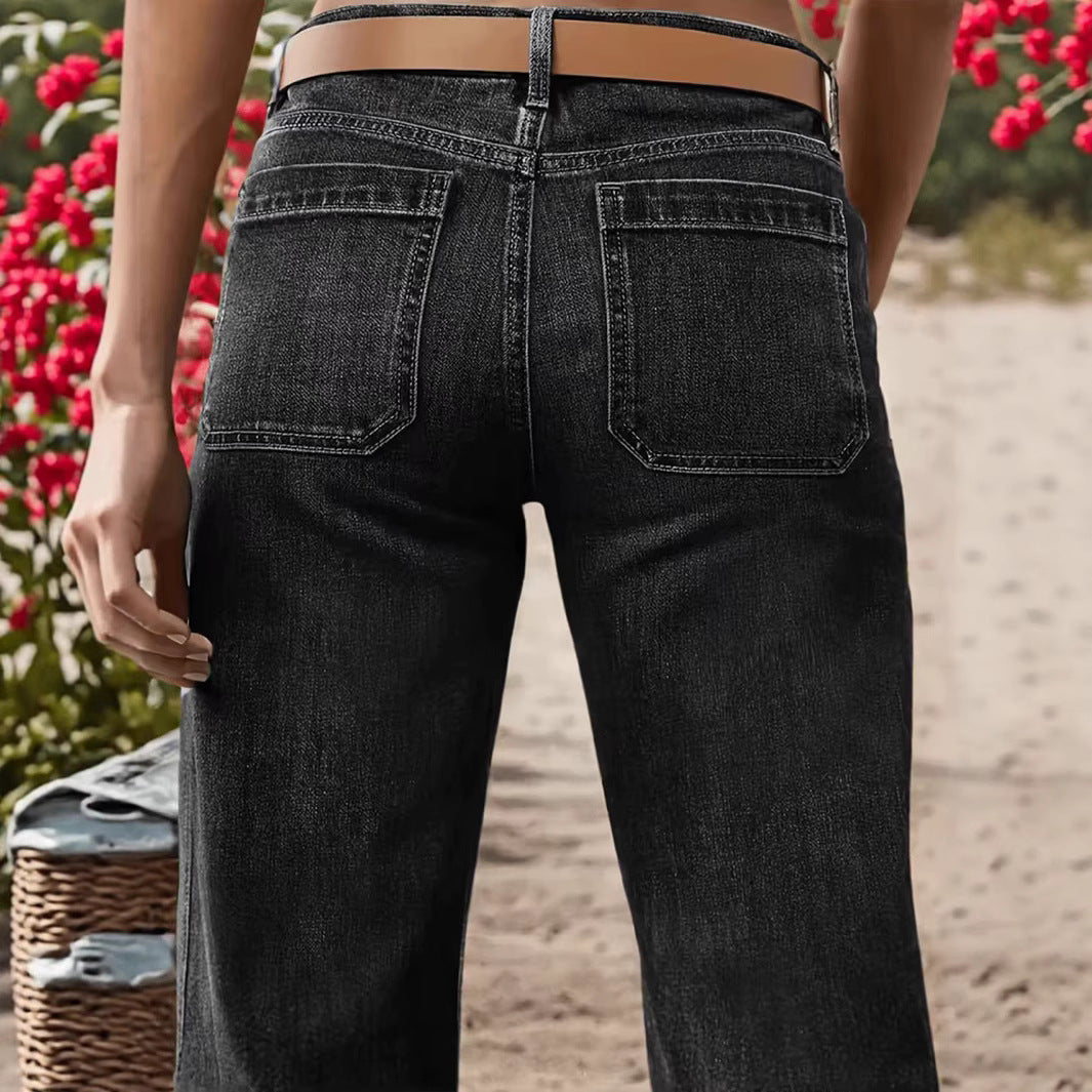 Damen Jeans in Schwarz mit hoher Elastizität & Mid-Waist, S–XXL
