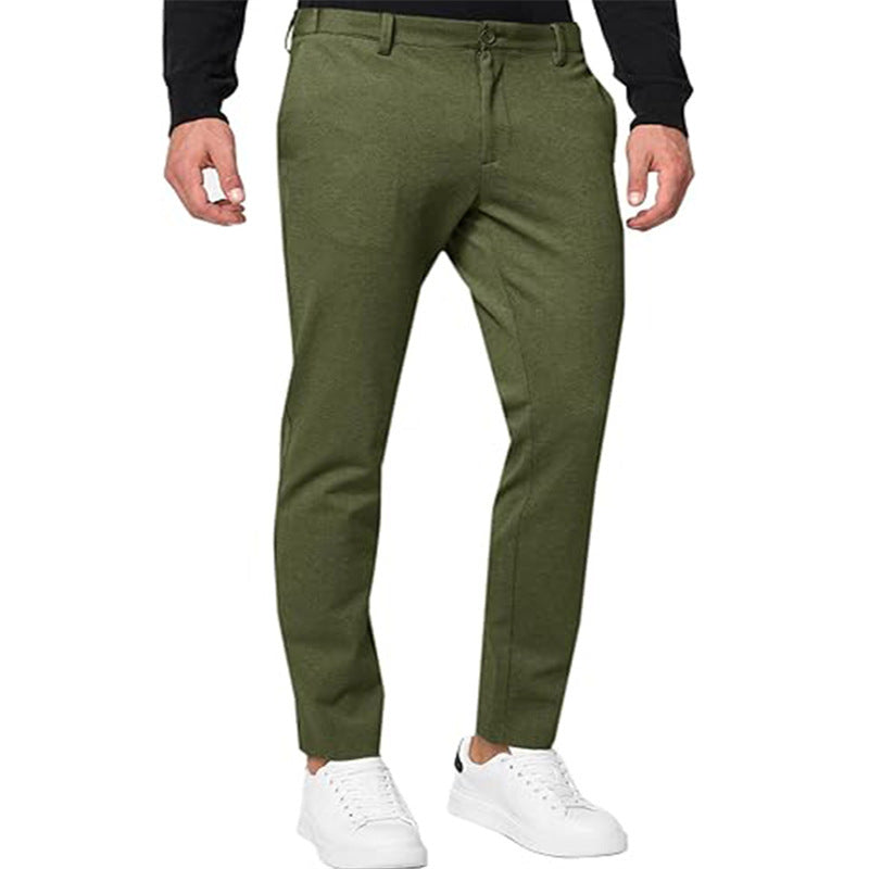 Herren Chino Slim-Fit, einfarbig, Stretch, Falten, schmal zulaufende Freizeithose
