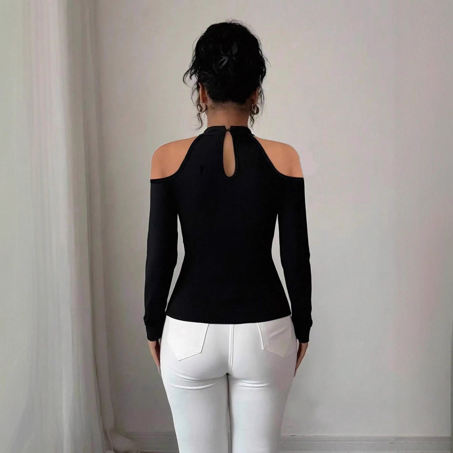 Sexy Slim-Fit Top mit ausgesparten Schultern