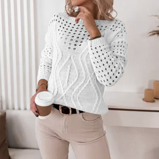 Damen-Sweater in Weiß – Lockerer Pullover aus Polyester, S–XL