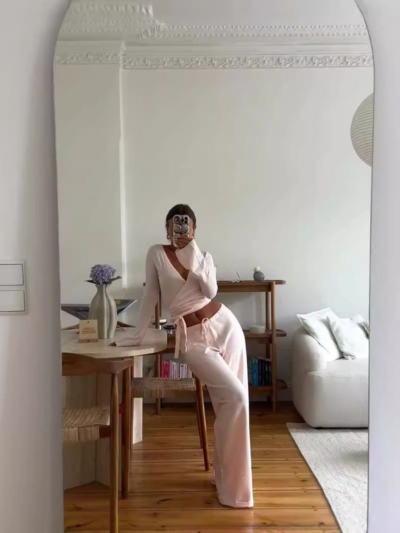 Damen Baumwoll-Zweiteiler im Street-Style mit Schnürdetails, S–L