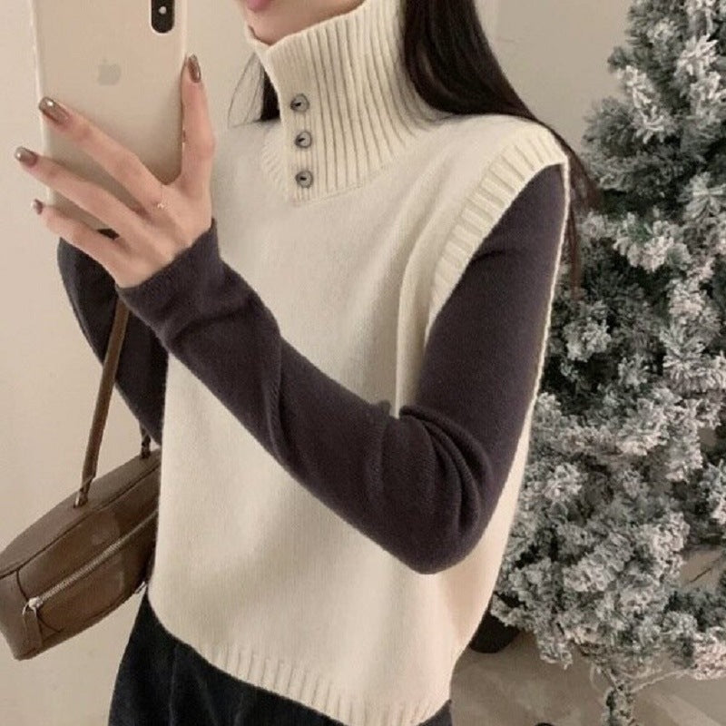 Vielseitige, ärmellose Strickweste aus kunstvollem Netzgewebe