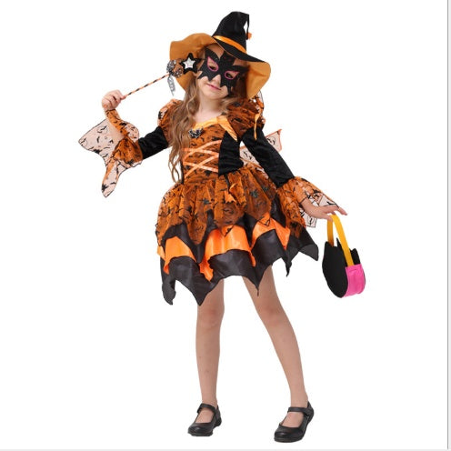 Halloween-Kinderkostüm Cosplay Hexenprinzessinnenkleid