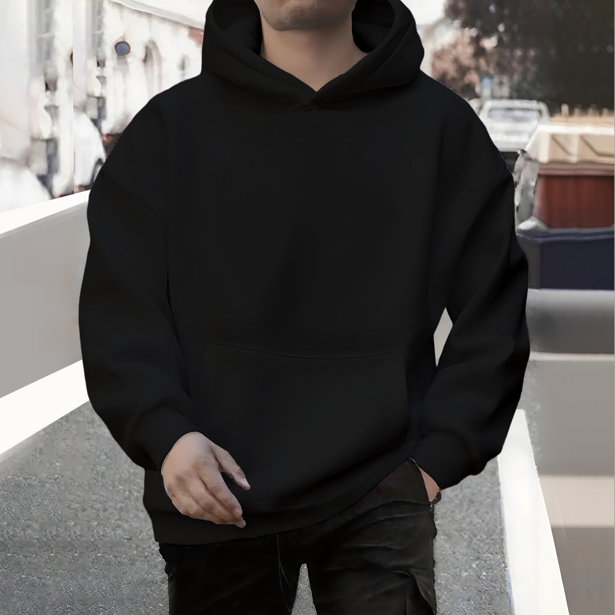 Herbst/Winter Herren Lockerer Kapuzenpullover Sport und Freizeit Fleecegefüttert