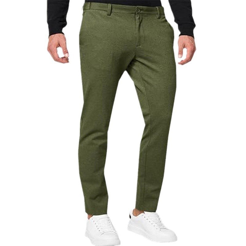 Herren Chino Slim-Fit, einfarbig, Stretch, Falten, schmal zulaufende Freizeithose