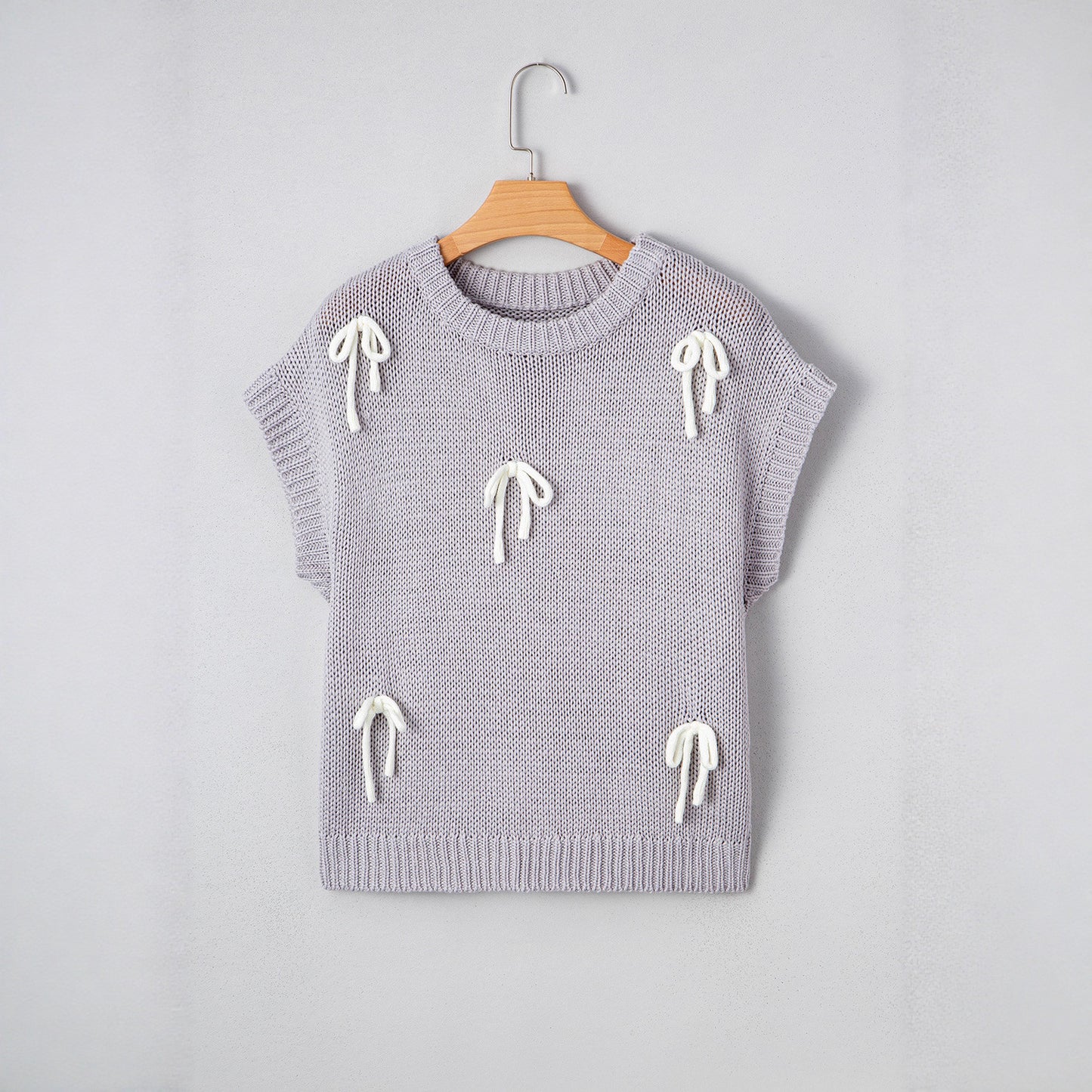 Damen-Pullover mit Fledermausärmeln & Häkel-Optik – Lockeres Acryl-Oberteil in Hellgrau & Beige, S–XL