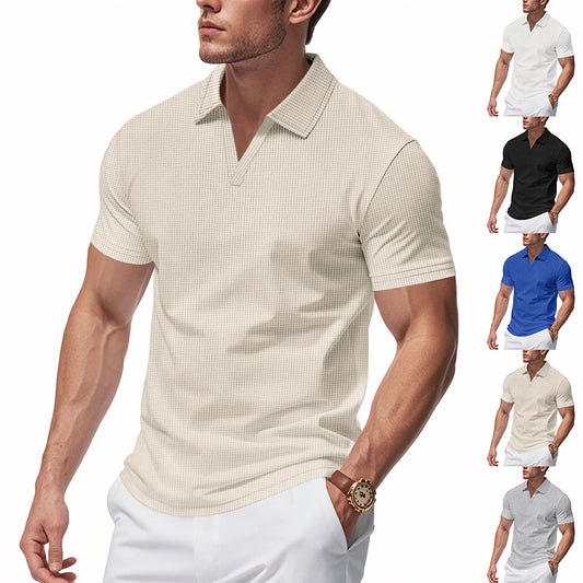 Herren Slim-Fit Sommer-Shirt aus Polyester – Unifarbenes Kurzarmshirt