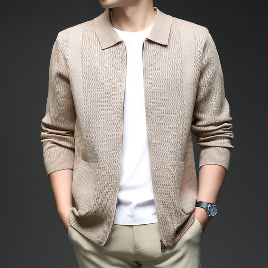 Herren Strick-Cardigan – Zipperjacke im Shirt-Stil
