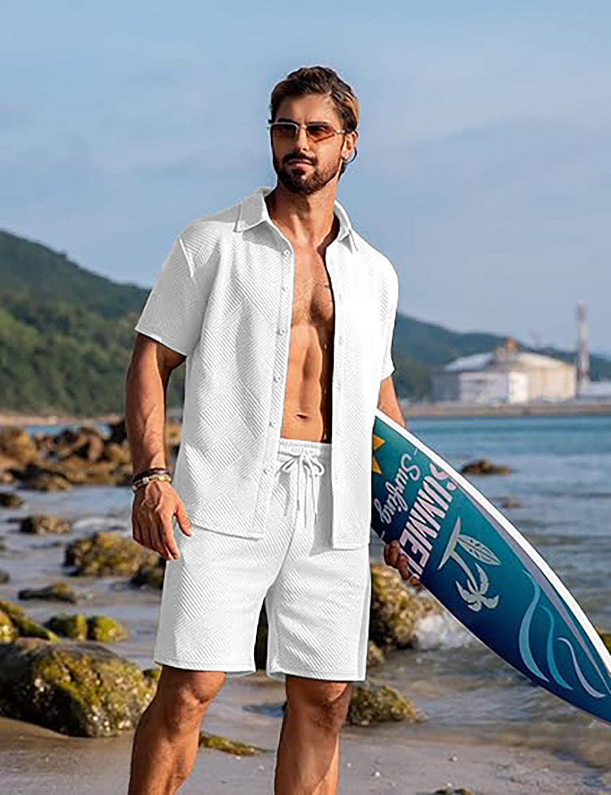 Herren Strick-Sommer-Set – Kurzarmhemd & Shorts