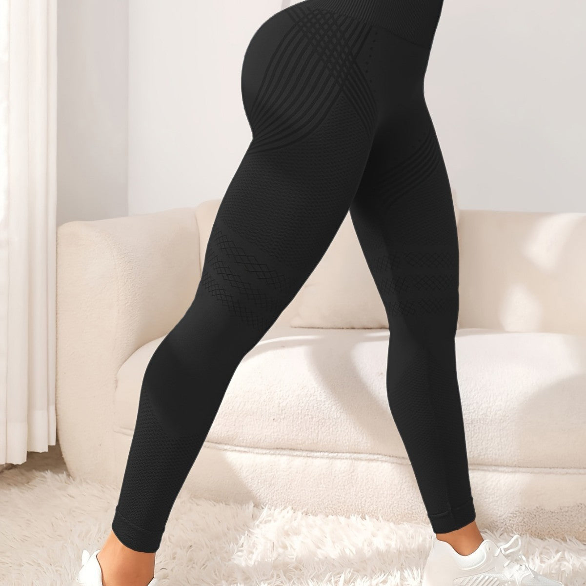 Nahtlose Shaping-Leggings mit hoher Stützkraft, Schwarz/Grau/Pfauengrün, S–L