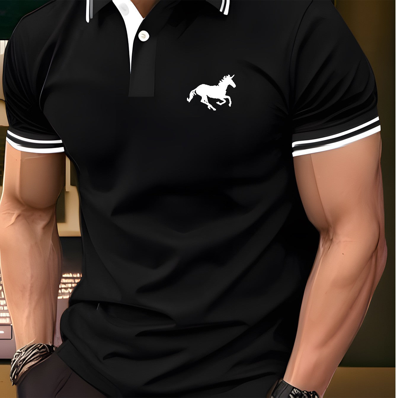 Herren Slim-Fit Streifen-T-Shirt – Leichtes Sommer-Polyester, S–5XL