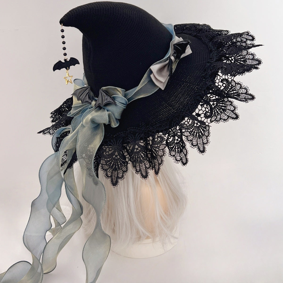 Handgefertigter dunkler Teufel Gothic Lolita Spitzenhexenhut