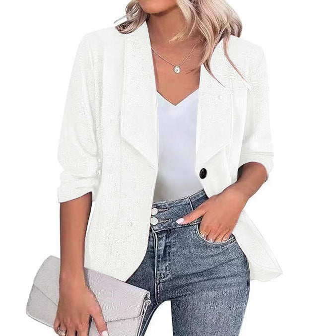 Eng anliegender und figurbetonter Cardigan, elegante Anzugjacke