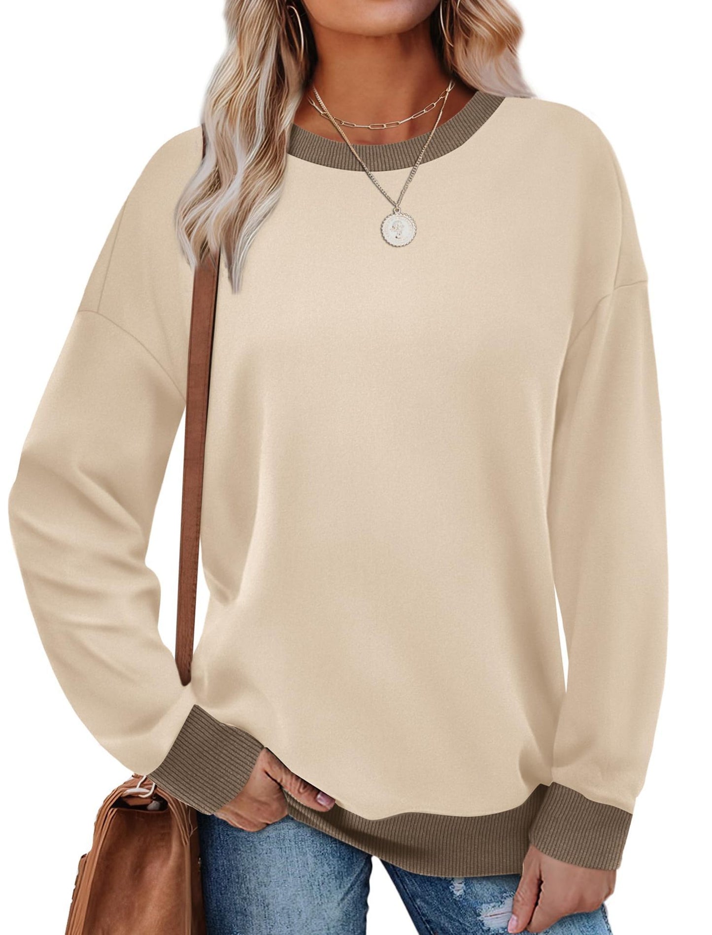 Locker geschnittenes, gestreiftes Langarmshirt mit Rundhalsausschnitt für Damen