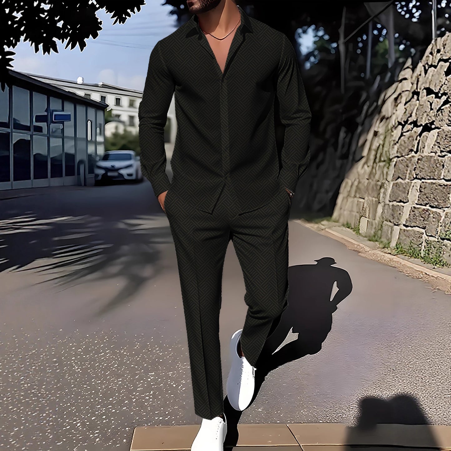 Herren Zweiteiler – Leichter Casual-Anzug mit feinem Karomuster