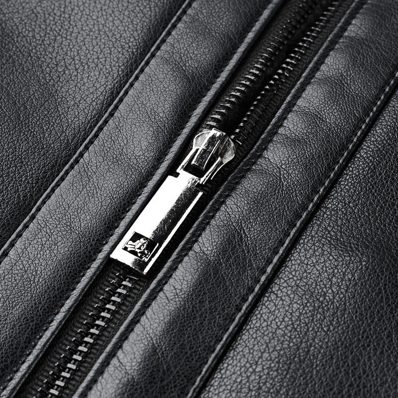 Gefütterter Kunstledermantel mit Pelzoptik für Herren