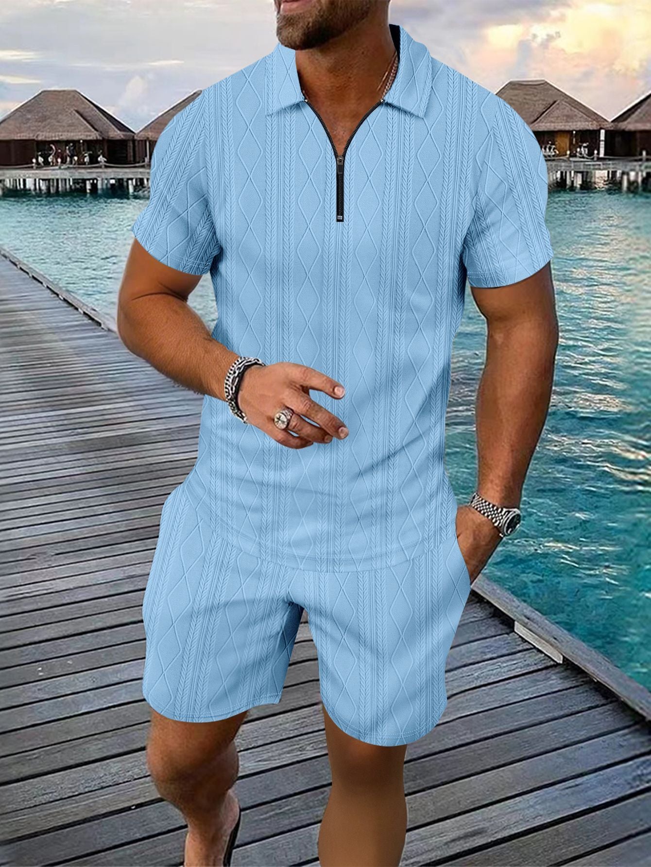 Herren Freizeit-Set – Polo Shirt & Shorts