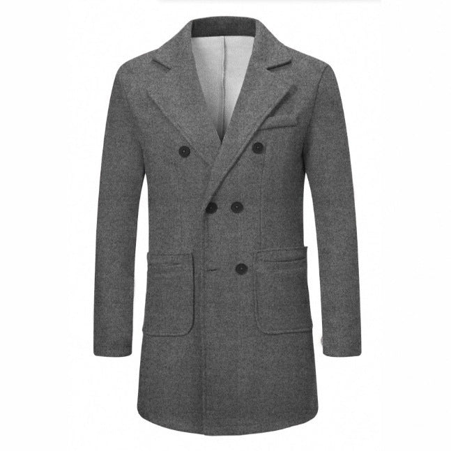 Herren-Wollmantel, Wollmantel, lässiger Trenchcoat