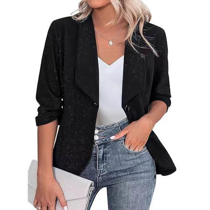Eng anliegender und figurbetonter Cardigan, elegante Anzugjacke