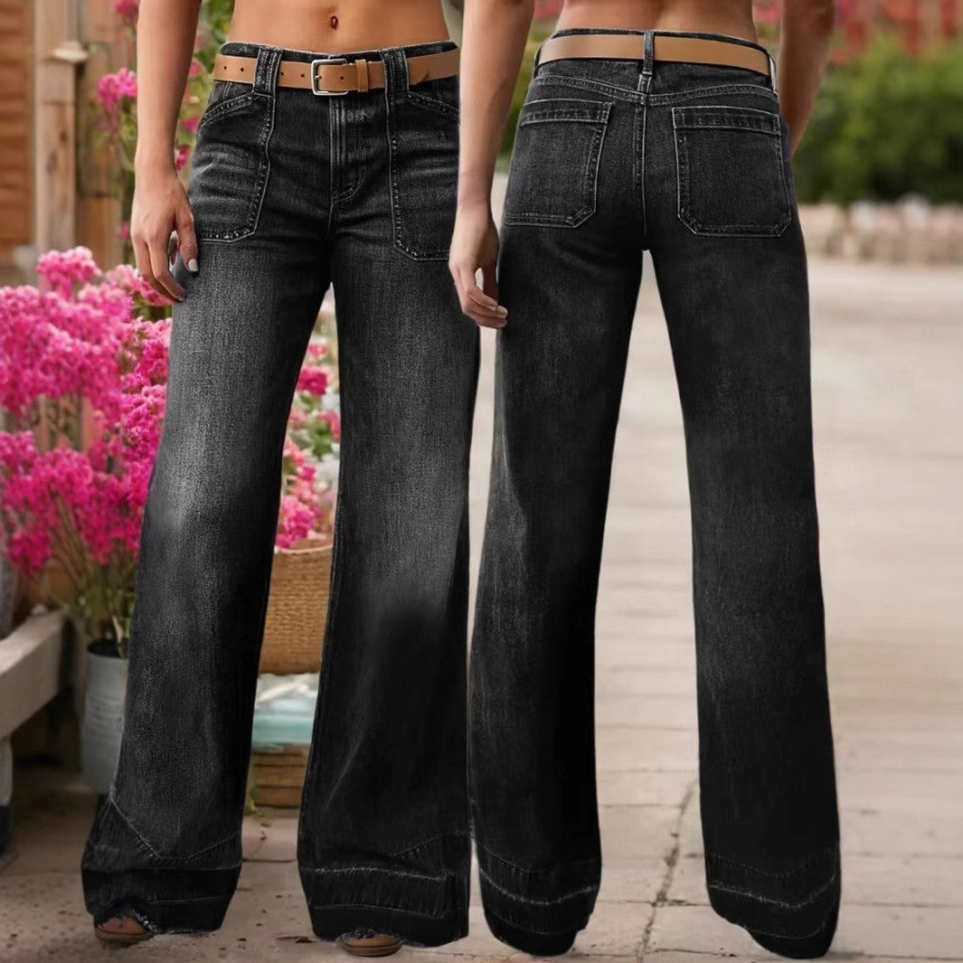 Damen Jeans in Schwarz mit hoher Elastizität & Mid-Waist, S–XXL
