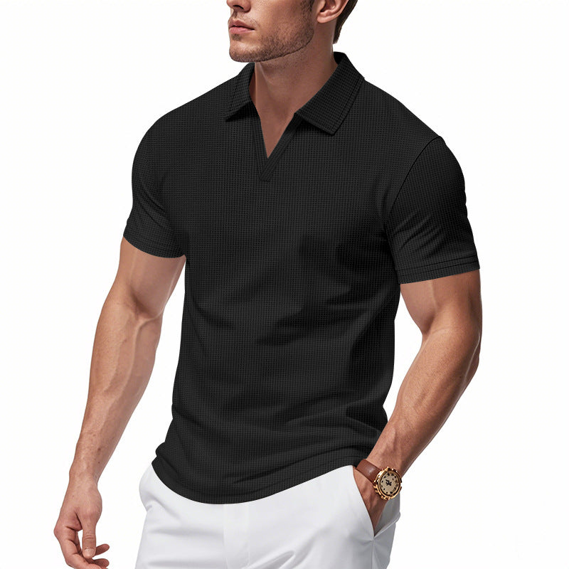 Herren Slim-Fit Sommer-Shirt aus Polyester – Unifarbenes Kurzarmshirt