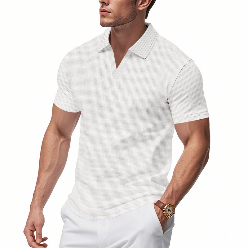 Herren Slim-Fit Sommer-Shirt aus Polyester – Unifarbenes Kurzarmshirt