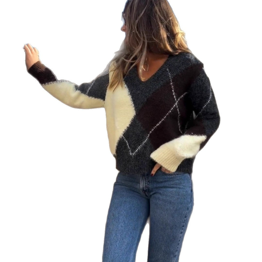 Kurz geschnittener Damen-Karopullover – Street-Fashion Sweater, S–L