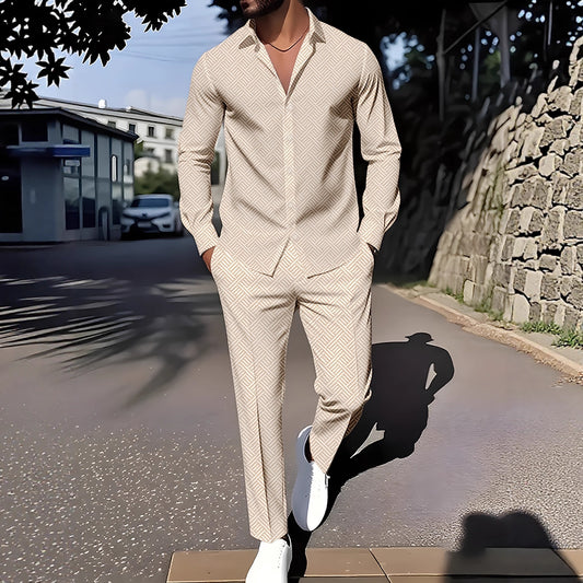 Herren Zweiteiler – Leichter Casual-Anzug mit feinem Karomuster