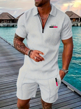 Herren Casual Beach Set – Karomuster Shirt + Shorts
