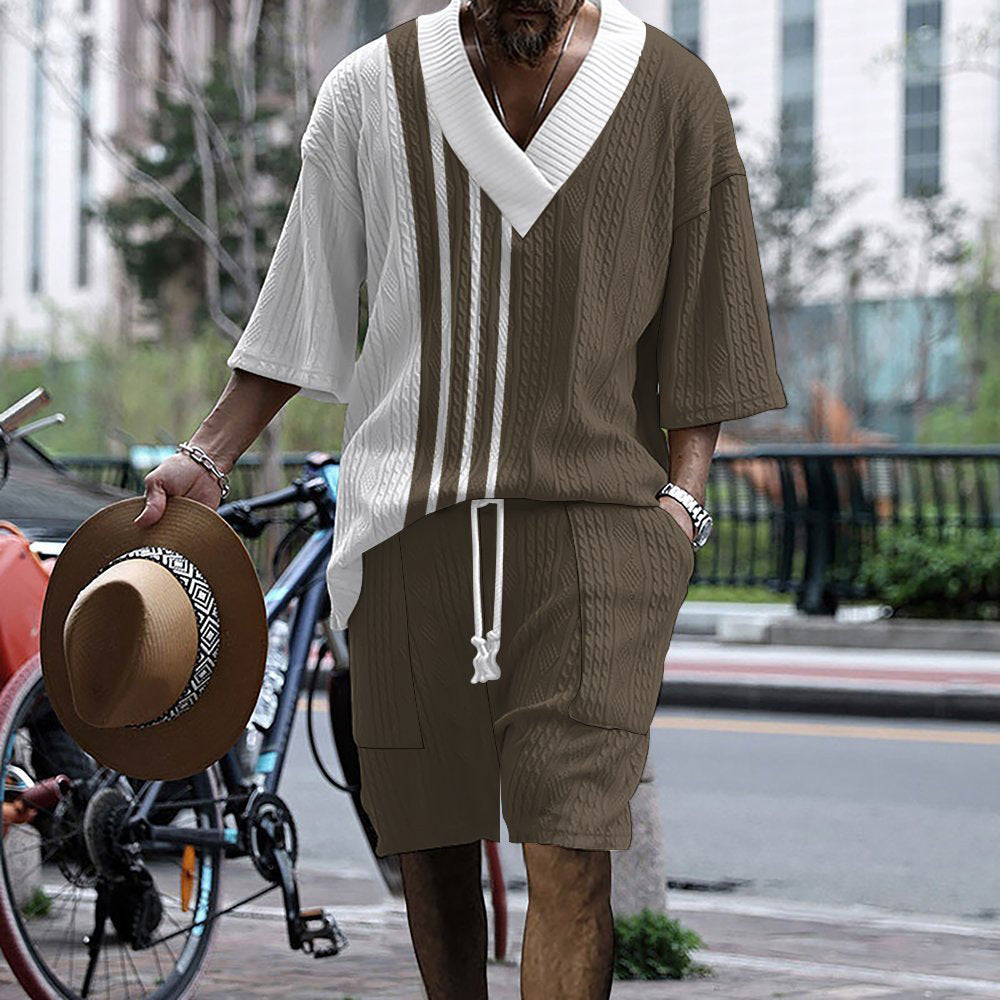 Sommer-Set TH01 aus Strickshirt & Shorts für Herren