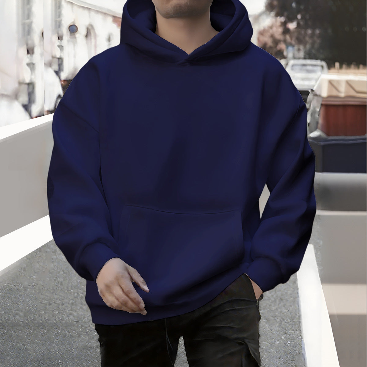 Herbst/Winter Herren Lockerer Kapuzenpullover Sport und Freizeit Fleecegefüttert