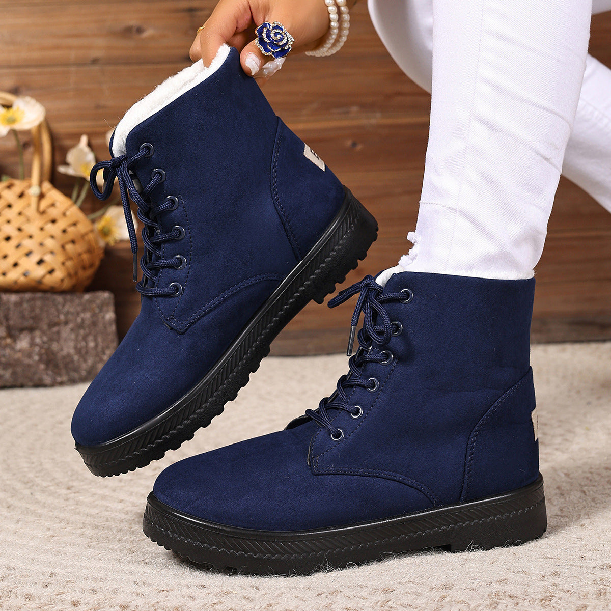 Stylische Damen Schneestiefel – Wasserdicht, High-Top, mit warmer Baumwollfüllung