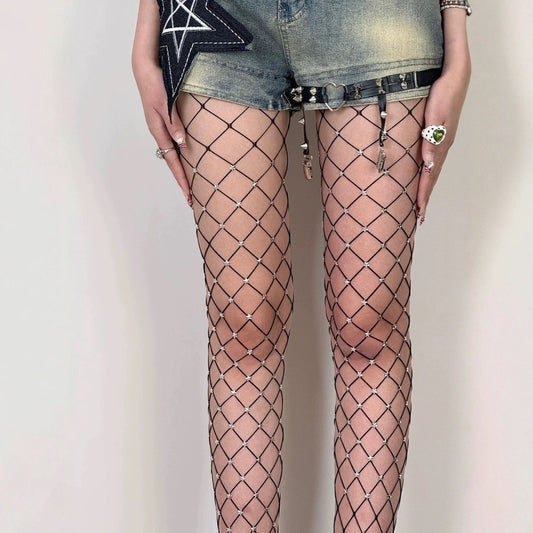 Sexy Damen Bodystocking mit Streifen-/Karo-Muster aus Nylon, Einheitsgröße