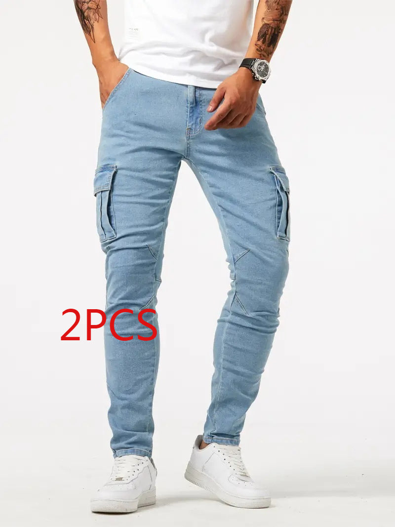 Lässige Herren-Cargohose, stylische Stretchhose der Marke Tide, Frühling/Sommer, Grau, Neu, Passform, gerader Schnitt, leichte Jeans