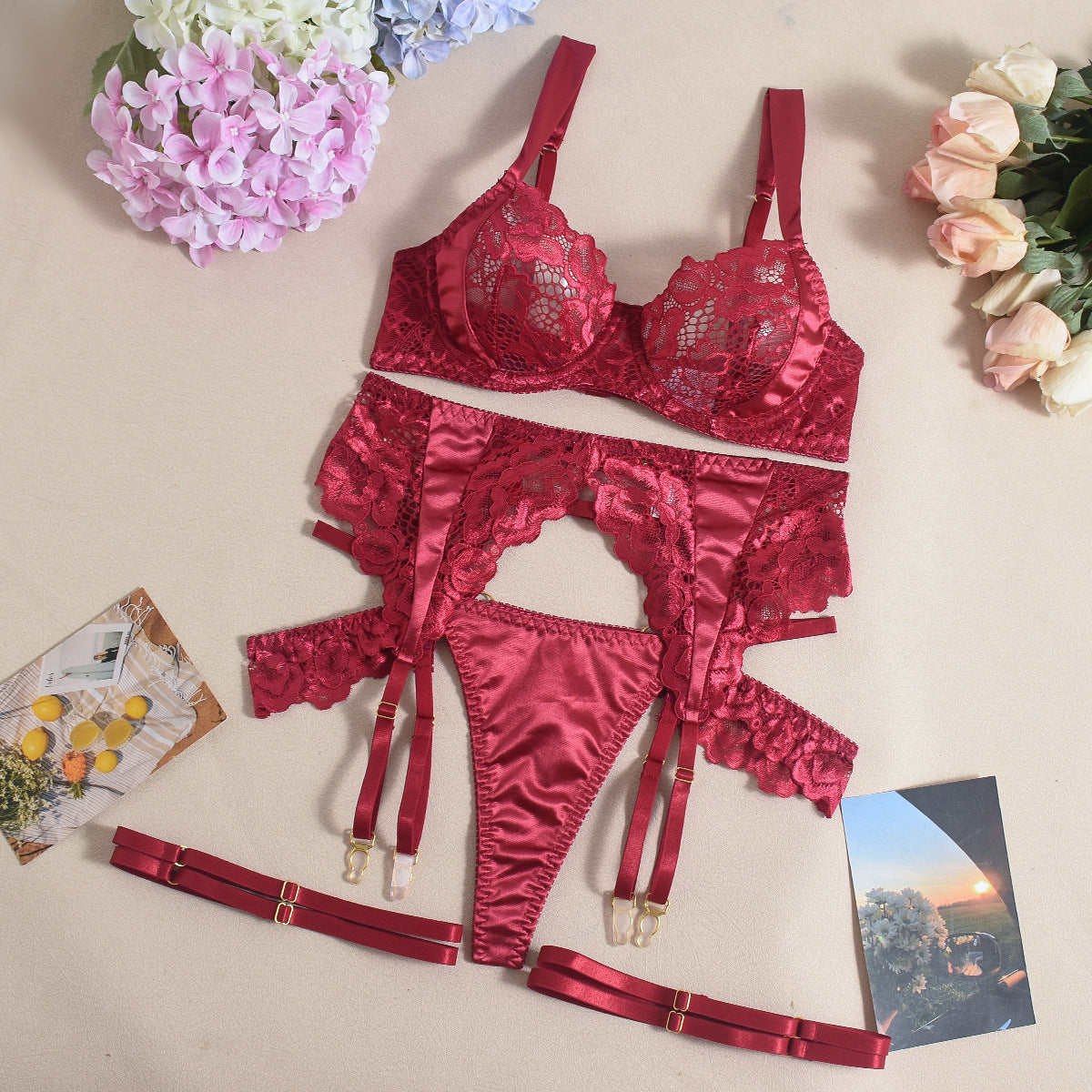 Damen Dessous-Body mit Blumenmuster, S–6XL, viele Farben