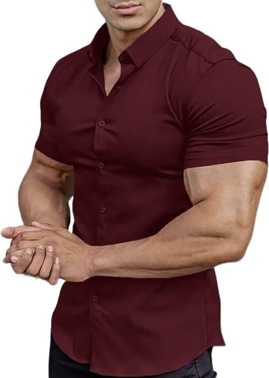 Herren Kurzarm-Cardigan aus Polyester – Leichtes Freizeitshirt in vielen Farben