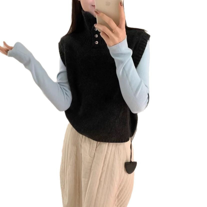 Vielseitige, ärmellose Strickweste aus kunstvollem Netzgewebe